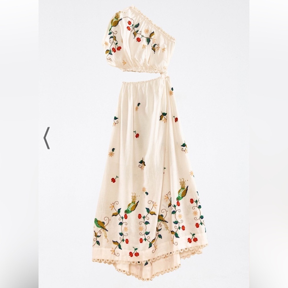 BNWT Stunning Farm Rio Pitanga Embroidered One-Shoulder Maxi Dress - Picture 6 of 7